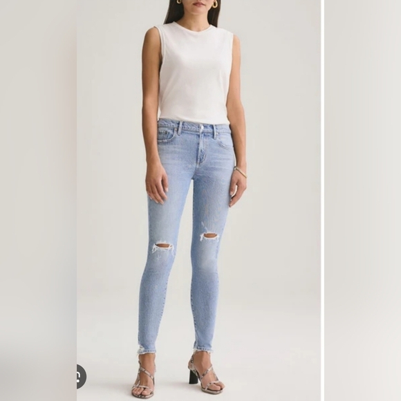 Agolde Denim - AGOLDE Sophie Blue Skinny Jeans with Distressed Knees Sz 28